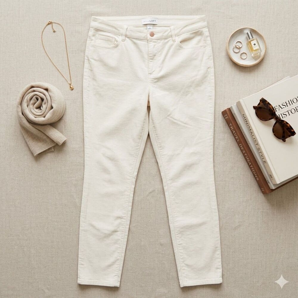 LOFT High Waisted Skinny Corduroys in Cream – Go-To for Chic Comfort! Size 14